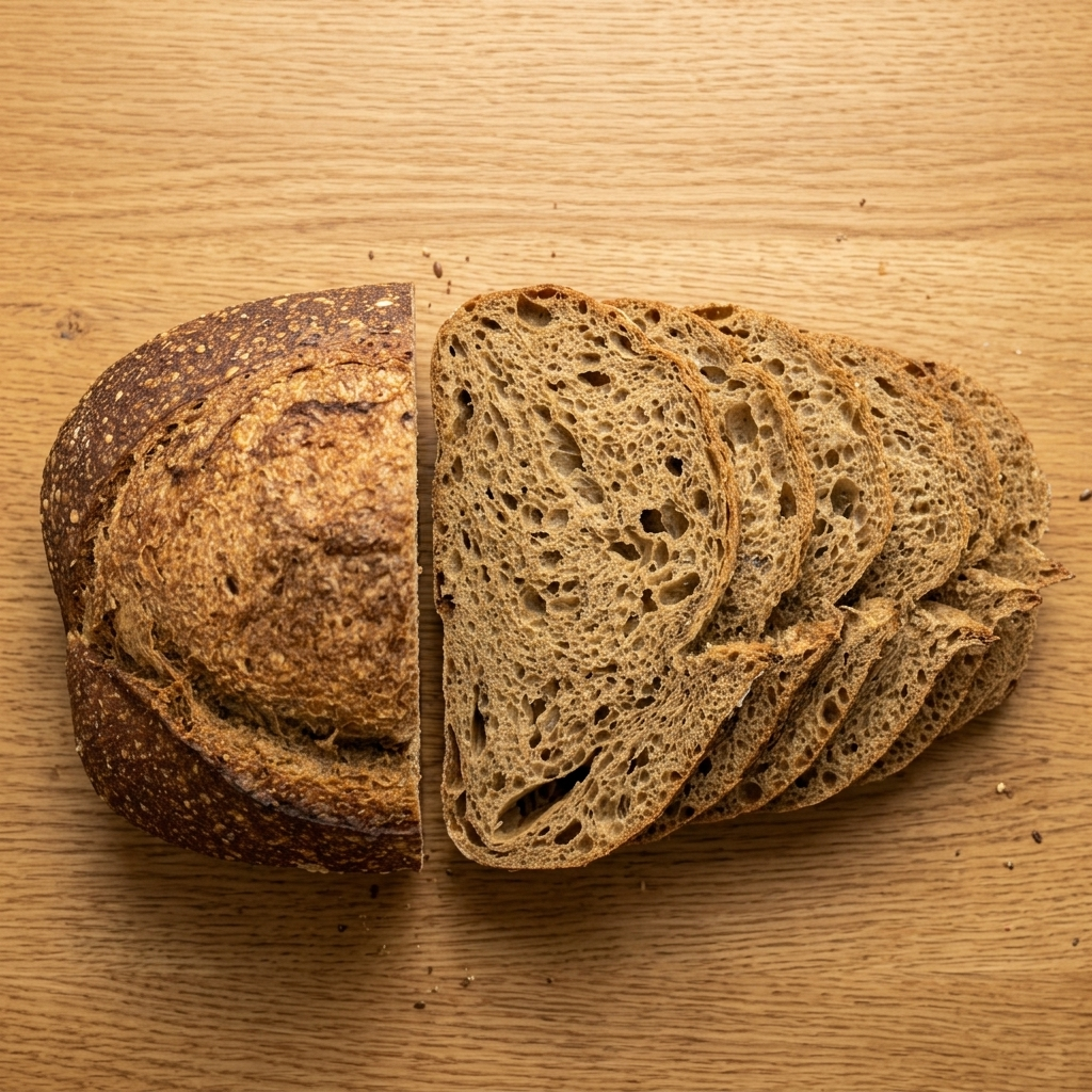 Nancy's brown sourdough, sliced