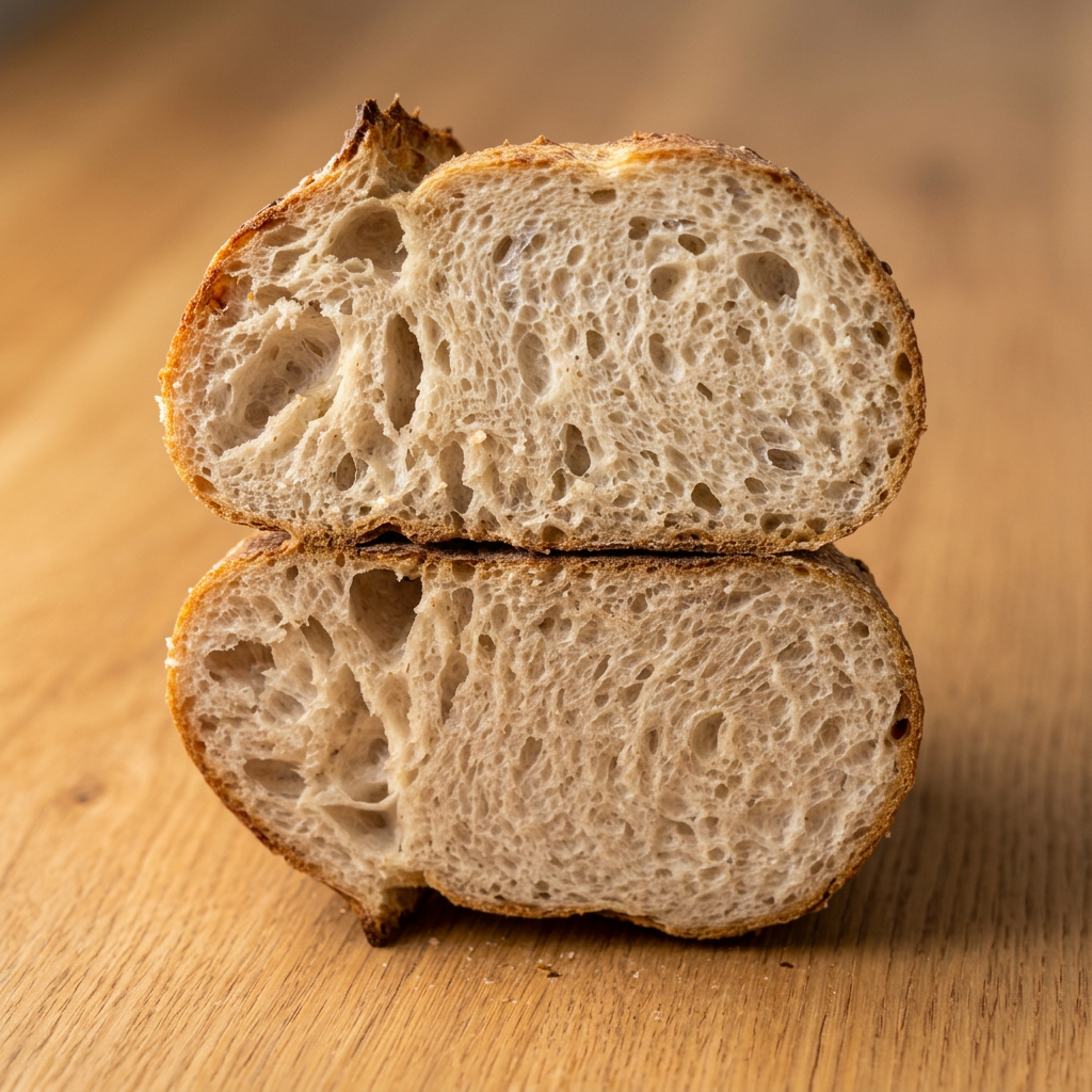Nancy's white sourdough, sliced crumb